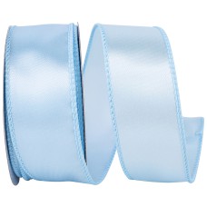 1.5 Inch Pale Blue Satin Ribbon With Wired Edges, 10 Yard Spool (1 Spool) SALE ITEM